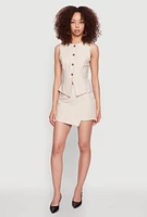 Womens Pinstripe Button Front Blazer Vest,