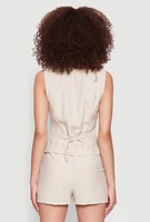 Womens Pinstripe Button Front Blazer Vest,