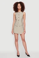 Womens Pinstripe Button Front Blazer Vest,