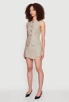 Womens Pinstripe Button Front Blazer Vest,