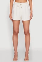 Womens Iris Linen Drawstring Shorts, Khaki, Size L
