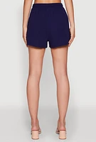 Womens Iris Linen Drawstring Shorts, Blue, Size L
