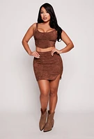 Womens Iris Faux Suede Side Slit Mini Skirt,