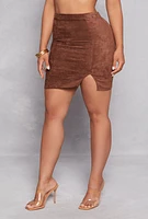 Womens Iris Faux Suede Side Slit Mini Skirt,