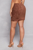 Womens Iris Faux Suede Side Slit Mini Skirt,