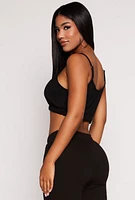 Womens Iris Fleece Lined Elastic Hem Crop Top, Black, Size S