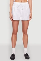 Womens Iris Contrast Trim Pinstripe Shorts, White, Size L