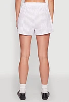 Womens Iris Contrast Trim Pinstripe Shorts, White, Size L