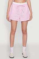 Womens Iris Contrast Trim Pinstripe Shorts,