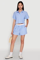 Womens Iris Contrast Trim Pinstripe Shorts,