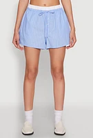 Womens Iris Contrast Trim Pinstripe Shorts,