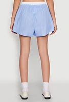 Womens Iris Contrast Trim Pinstripe Shorts,