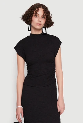 Womens Iris Textured Knit Blouse, Black, Size M
