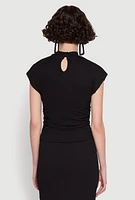 Womens Iris Textured Knit Blouse, Black, Size M