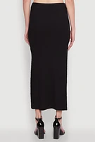 Womens Iris Textured Knit Midi Skirt with Side Slit,