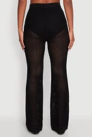 Womens Crochet High Waisted Drawstring Pants,