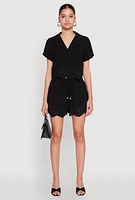 Womens Haute Monde Eyelet Detail Cropped Shirt, Black, Size L