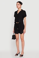 Womens Haute Monde Eyelet Detail Cropped Shirt,