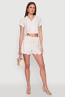 Womens Haute Monde Eyelet Detail Cropped Shirt, M