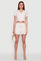 Womens Haute Monde Eyelet Detail Cropped Shirt, M