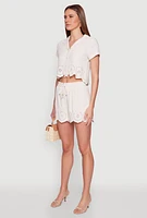 Womens Haute Monde Eyelet Detail Cropped Shirt,