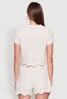 Womens Haute Monde Eyelet Detail Cropped Shirt, M