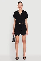 Womens Haute Monde Eyelet Detail Drawstring Shorts, Black,