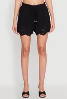 Womens Haute Monde Eyelet Detail Drawstring Shorts,