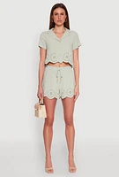 Womens Haute Monde Eyelet Detail Drawstring Shorts, Green, Size S