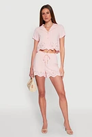 Womens Haute Monde Eyelet Detail Drawstring Shorts, Pink, Size S