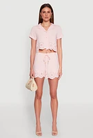 Womens Haute Monde Eyelet Detail Drawstring Shorts, Pink, Size S