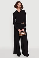 Womens Haute Monde Pleated Cropped Shirt, Black, Size S