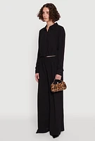 Womens Haute Monde Pleated Cropped Shirt, Black, Size S