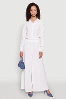 Womens Haute Monde Pleated Cropped Shirt, White, Size L