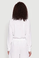 Womens Haute Monde Pleated Cropped Shirt, White, Size L