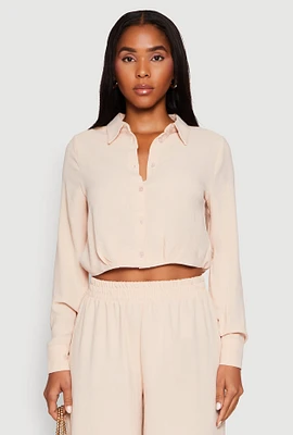 Womens Haute Monde Pleated Cropped Shirt,