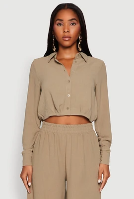 Womens Haute Monde Pleated Cropped Shirt,
