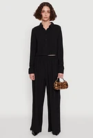Womens Haute Monde Elastic Waist Wide Leg Pants,