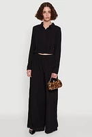Womens Haute Monde Elastic Waist Wide Leg Pants,