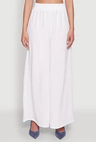 Womens Haute Monde Elastic Waist Wide Leg Pants, White, Size M