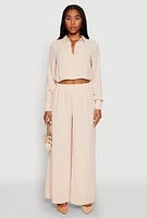 Womens Haute Monde Elastic Waist Wide Leg Pants, Khaki,