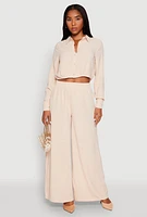 Womens Haute Monde Elastic Waist Wide Leg Pants, Khaki,