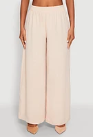 Womens Haute Monde Elastic Waist Wide Leg Pants, Khaki,