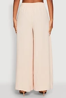 Womens Haute Monde Elastic Waist Wide Leg Pants, Khaki,