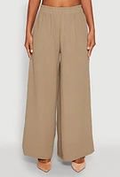 Womens Haute Monde Elastic Waist Wide Leg Pants, Green, Size M