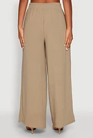 Womens Haute Monde Elastic Waist Wide Leg Pants, Green, Size M