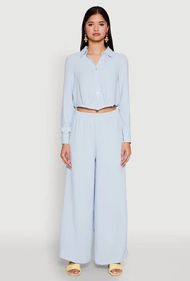 Womens Haute Monde Elastic Waist Wide Leg Pants,