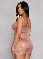 Womens Plaid Bustier Crop Top, Pink, Size L