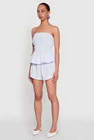 Womens Haute Monde Smocked Pinstripe Peplum Top,