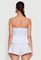 Womens Haute Monde Smocked Pinstripe Peplum Top,